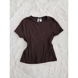 H&M Divided Chocolate Brown Ribbed Baby Tee - Y2K Grunge Small